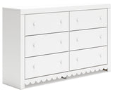 Mollviney Full Panel Bed with Dresser and 2 Nightstands in White - PKG018957