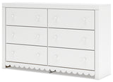 Mollviney Full Panel Bed with Dresser and 2 Nightstands in White - PKG018957