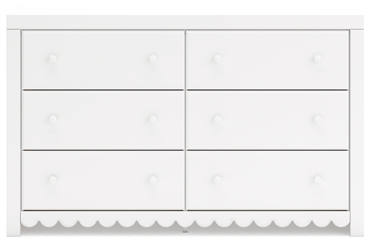 Mollviney Full Panel Bed with Dresser in White - PKG018746