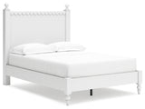 Mollviney Full Panel Bed with Mirrored Dresser and Chest in White from Ashley - Luna Furniture