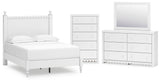 Mollviney Full Panel Bed with Mirrored Dresser and Chest in White from Ashley - Luna Furniture