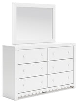 Mollviney Full Panel Bed with Mirrored Dresser and Chest in White from Ashley - Luna Furniture