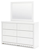 Mollviney Full Panel Bed with Mirrored Dresser and Chest in White from Ashley - Luna Furniture