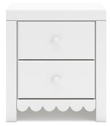 Mollviney Full Panel Bed with Mirrored Dresser and Nightstand in White - PKG018743