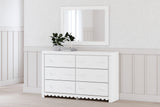 Mollviney Full Panel Bed with Mirrored Dresser and Nightstand in White - PKG018743