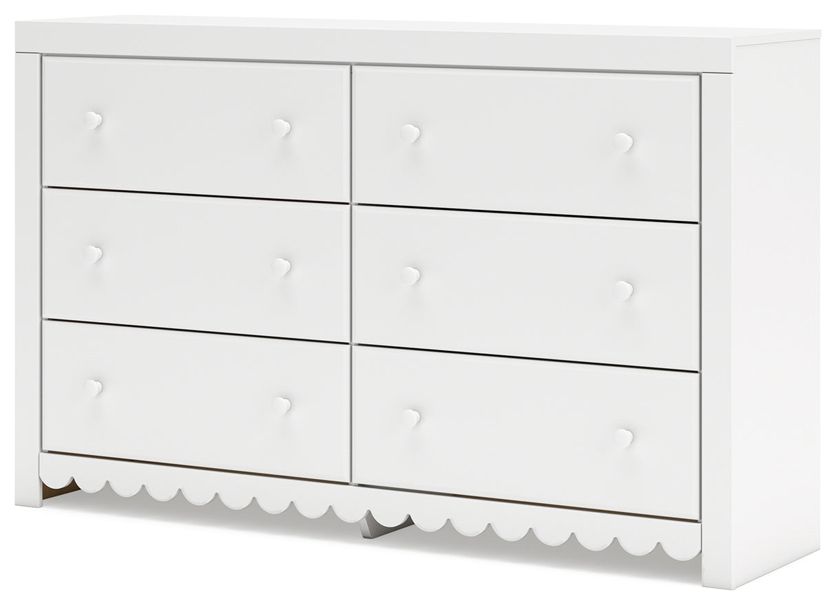 Mollviney Full Panel Headboard with Dresser and 2 Nightstands in White from Ashley - Luna Furniture