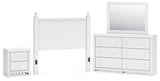 Mollviney Full Panel Headboard with Mirrored Dresser and Nightstand in White from Ashley - Luna Furniture