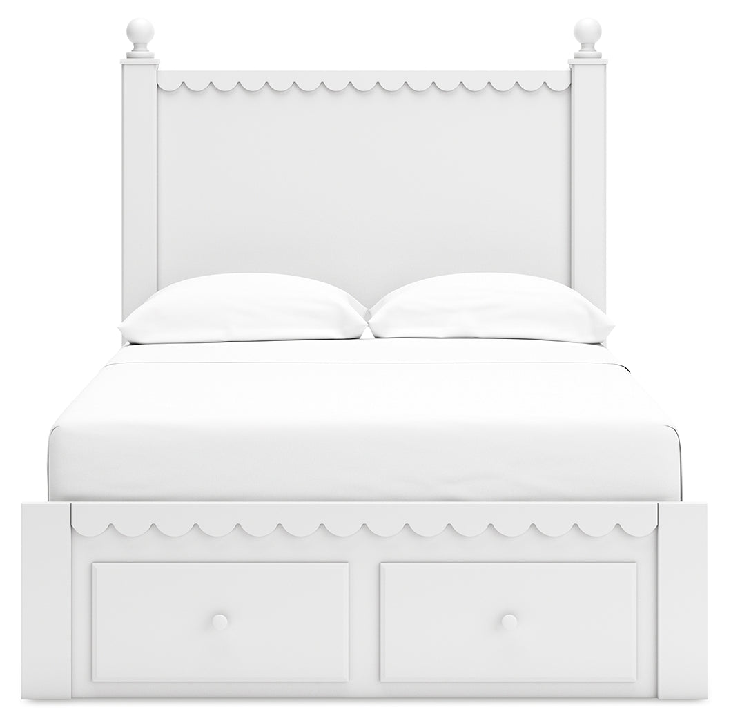 Mollviney Full Panel Storage Bed with 2 Nightstands in White - PKG018976