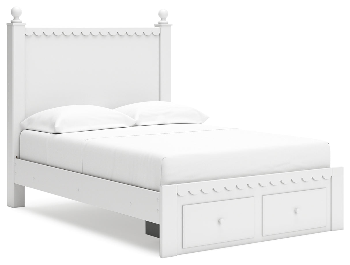 Mollviney Full Panel Storage Bed with 2 Nightstands in White - PKG018976