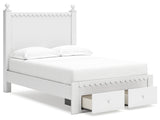 Mollviney Full Panel Storage Bed with 2 Nightstands in White - PKG018976