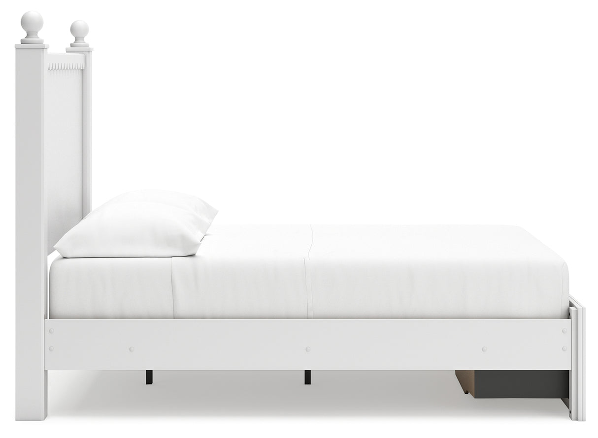 Mollviney Full Panel Storage Bed with 2 Nightstands in White - PKG018976