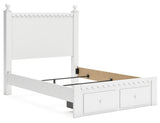 Mollviney Full Panel Storage Bed with 2 Nightstands in White - PKG018976