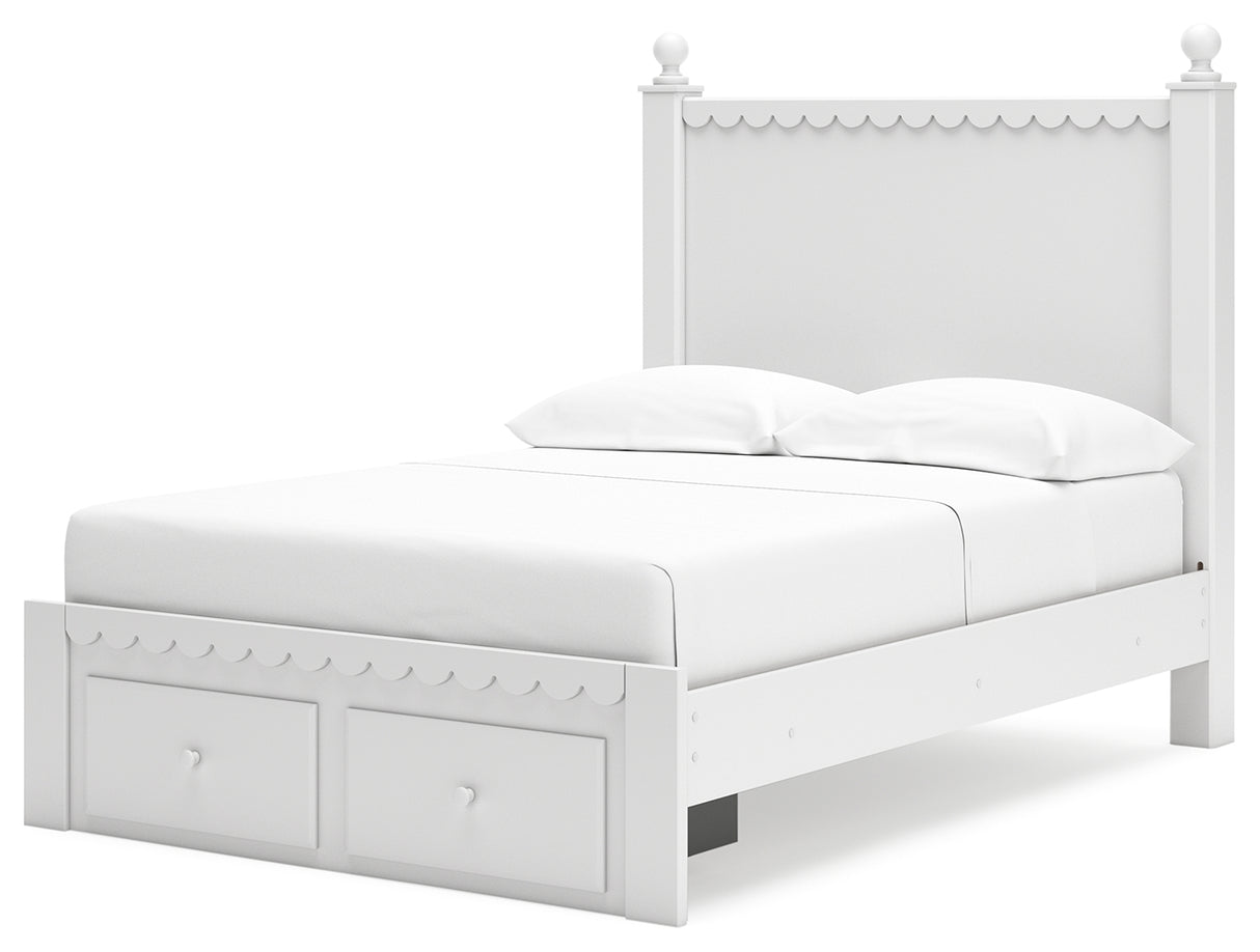 Mollviney Full Panel Storage Bed with Dresser and 2 Nightstands in White from Ashley - Luna Furniture