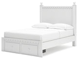 Mollviney Full Panel Storage Bed with Dresser and 2 Nightstands in White from Ashley - Luna Furniture