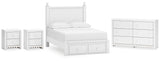 Mollviney Full Panel Storage Bed with Dresser and 2 Nightstands in White from Ashley - Luna Furniture