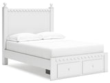 Mollviney Full Panel Storage Bed with Dresser and Nightstand in White - PKG020132