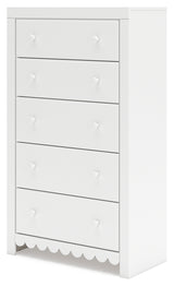 Mollviney Full Panel Storage Bed with Mirrored Dresser and Chest in White from Ashley - Luna Furniture