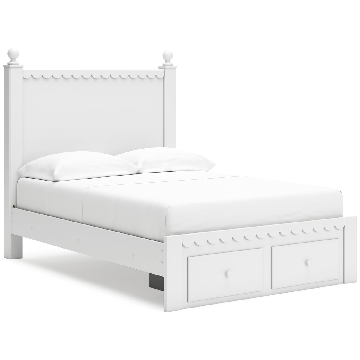 Mollviney Full Panel Storage Bed with Mirrored Dresser and Chest in White from Ashley - Luna Furniture