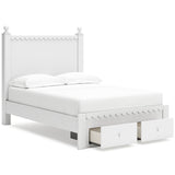 Mollviney Full Panel Storage Bed with Mirrored Dresser and Chest in White from Ashley - Luna Furniture