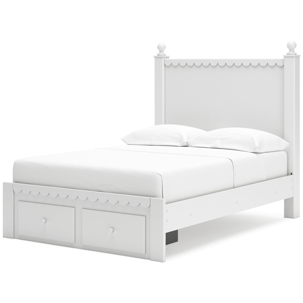 Mollviney Full Panel Storage Bed with Mirrored Dresser and Chest in White from Ashley - Luna Furniture