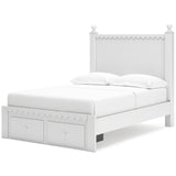 Mollviney Full Panel Storage Bed with Mirrored Dresser and Chest in White from Ashley - Luna Furniture