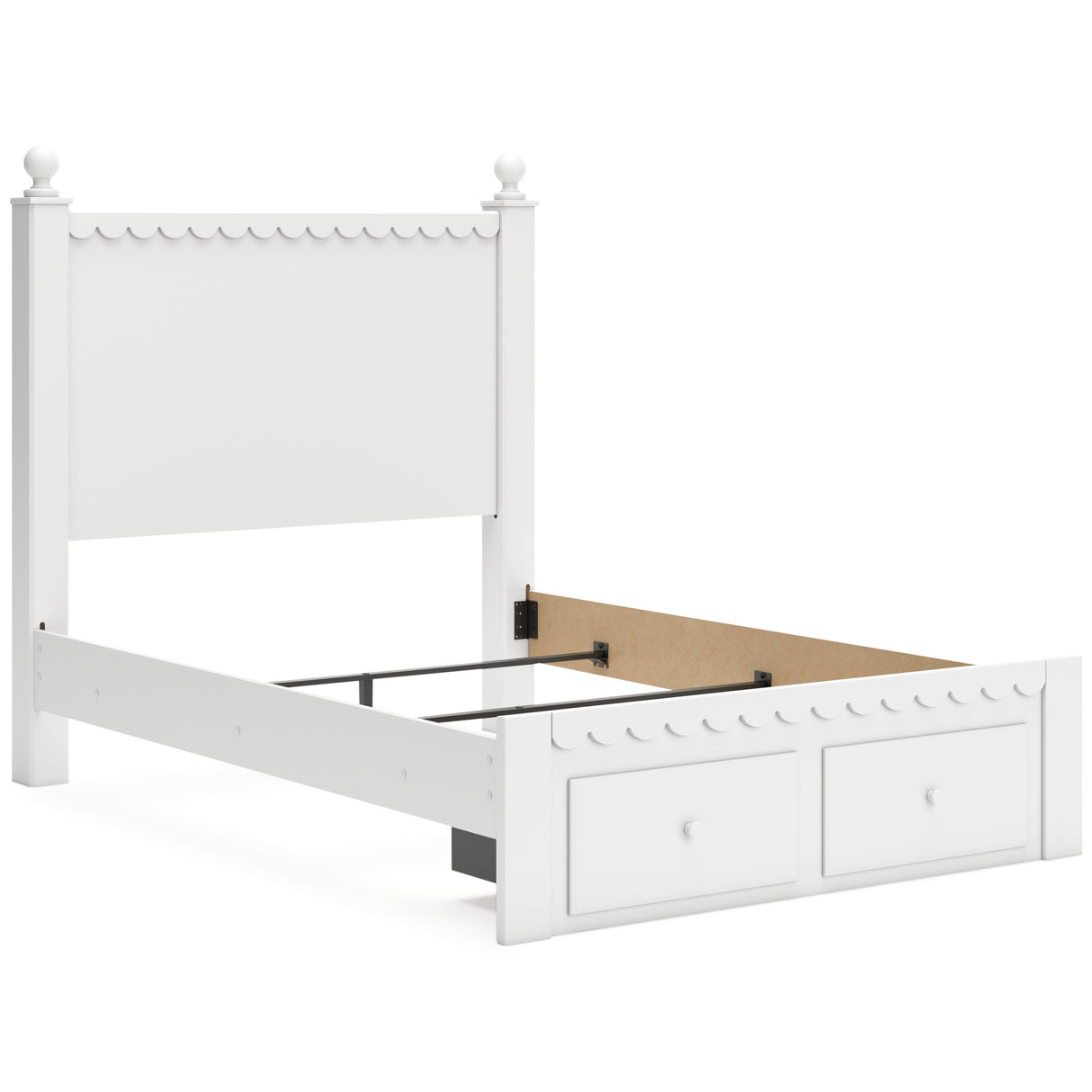 Mollviney Full Panel Storage Bed with Mirrored Dresser and Chest in White from Ashley - Luna Furniture