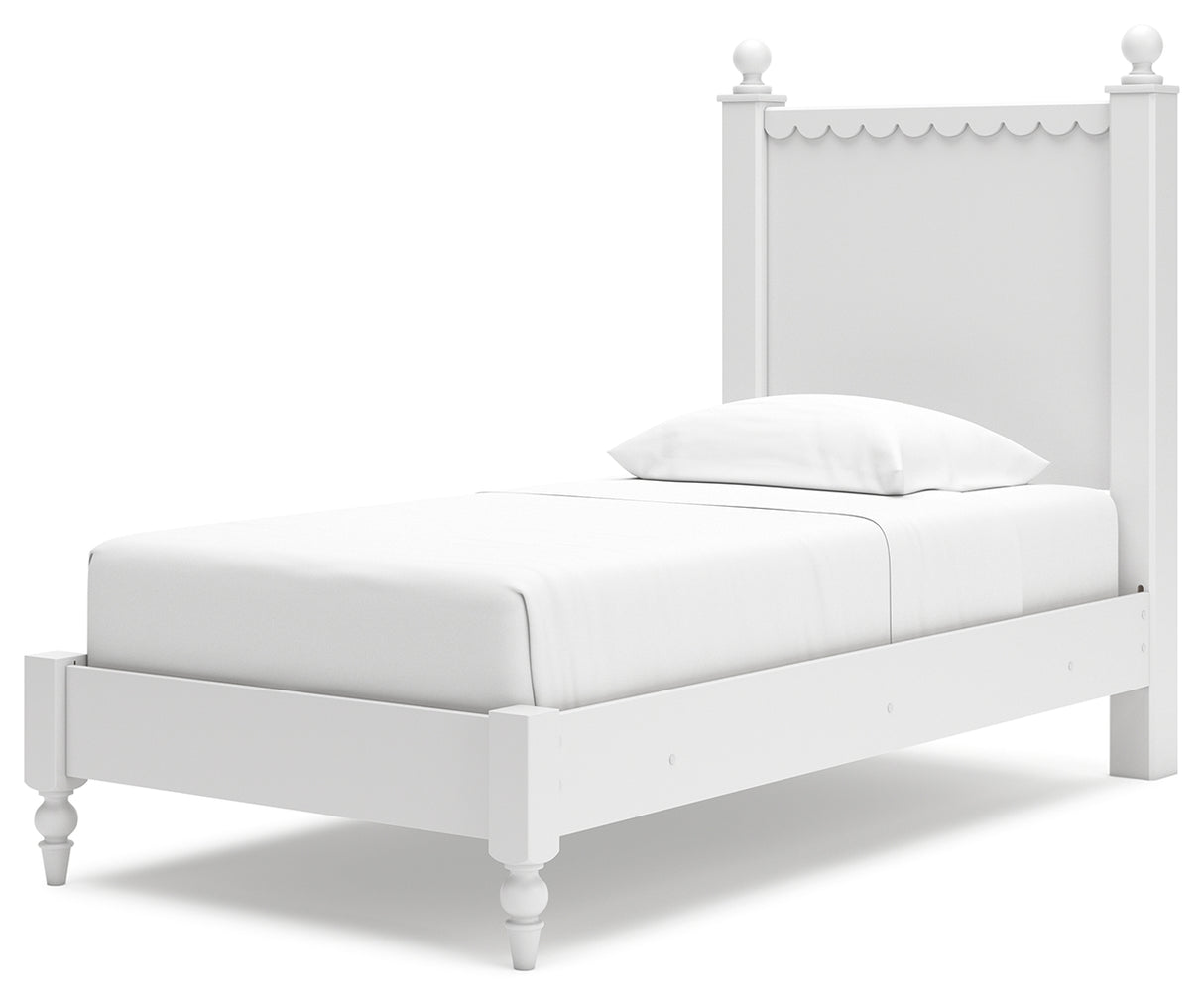 Mollviney Twin Panel Bed with Dresser and 2 Nightstands in White - PKG018953