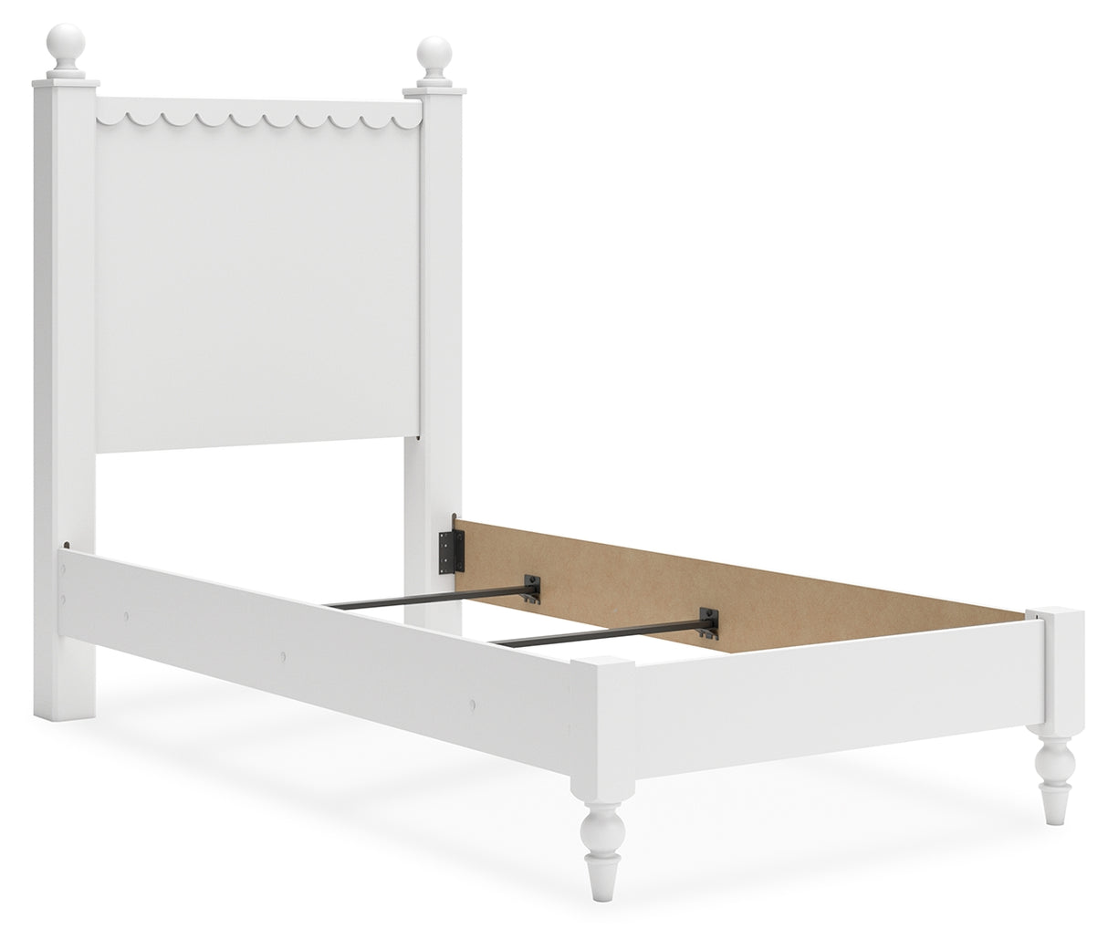 Mollviney Twin Panel Bed with Dresser and 2 Nightstands in White - PKG018953