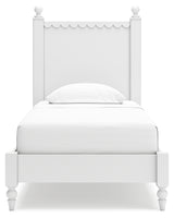 Mollviney Twin Panel Bed with Dresser and 2 Nightstands in White - PKG018953