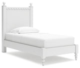 Mollviney Twin Panel Bed with Dresser and 2 Nightstands in White - PKG018953