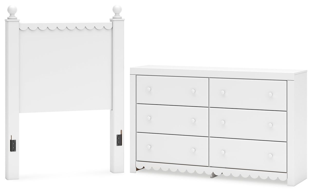 Mollviney Twin Panel Headboard with Dresser in White from Ashley - Luna Furniture