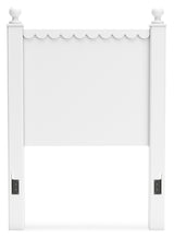 Mollviney Twin Panel Headboard with Mirrored Dresser in White - PKG018727