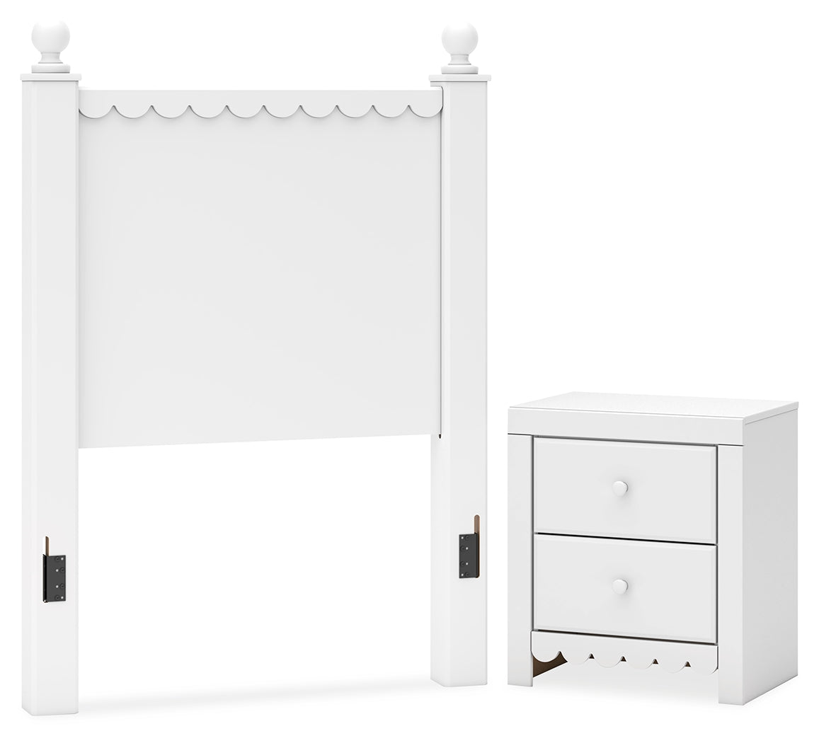 Mollviney Twin Panel Headboard with Nightstand in White from Ashley - Luna Furniture