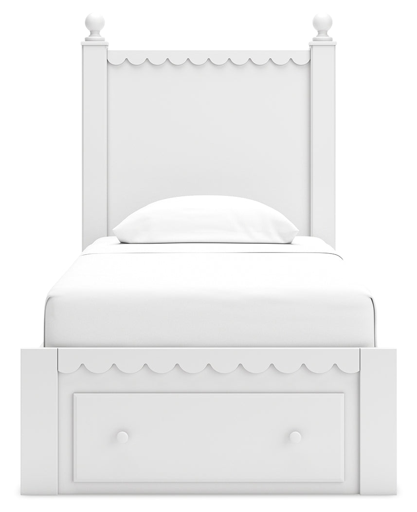 Mollviney Twin Panel Storage Bed with 2 Nightstands in White from Ashley - Luna Furniture