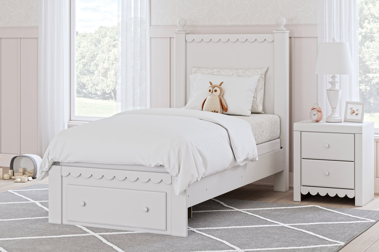 Mollviney Twin Panel Storage Bed with 2 Nightstands in White from Ashley - Luna Furniture