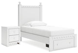 Mollviney Twin Panel Storage Bed with 2 Nightstands in White from Ashley - Luna Furniture