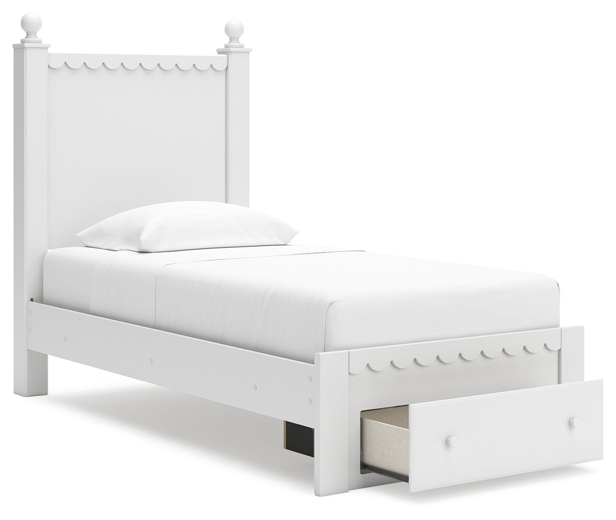 Mollviney Twin Panel Storage Bed with 2 Nightstands in White from Ashley - Luna Furniture