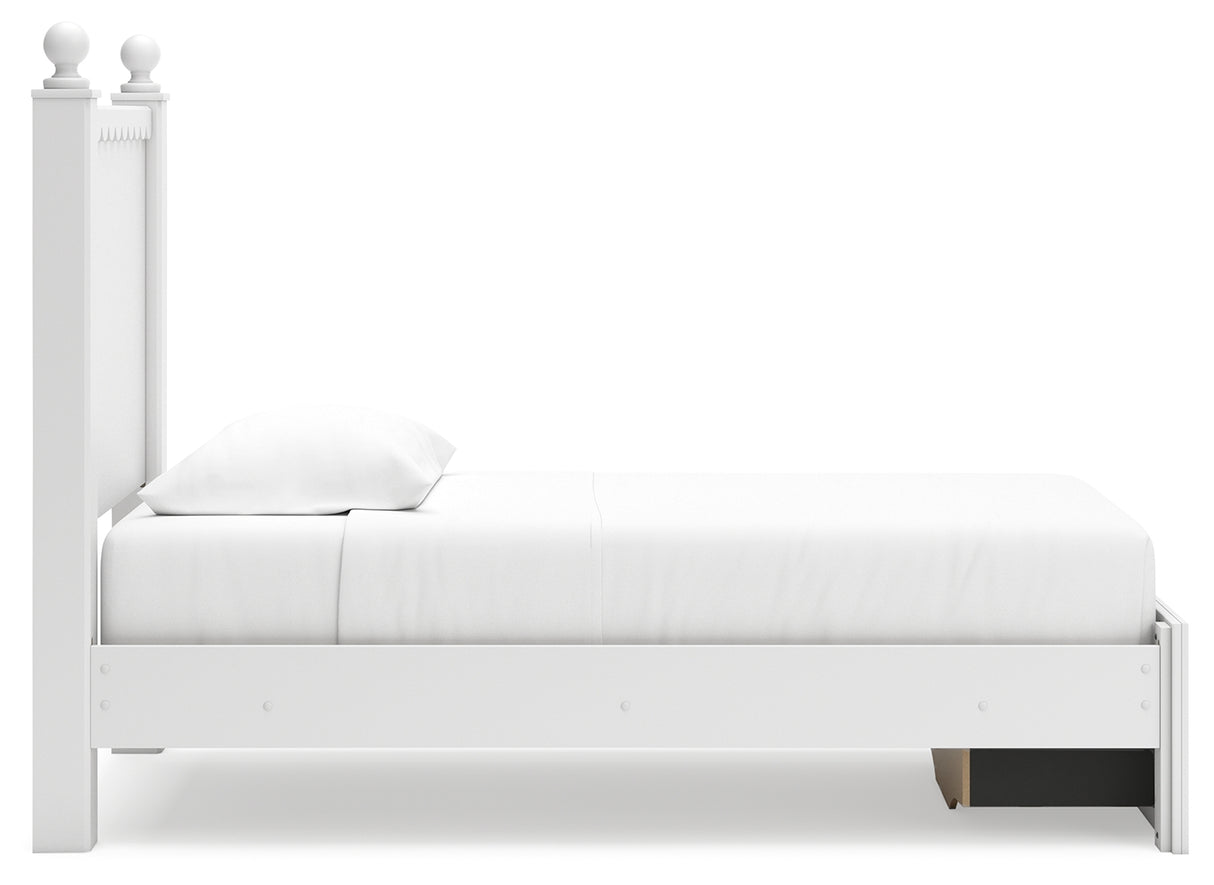 Mollviney Twin Panel Storage Bed with 2 Nightstands in White from Ashley - Luna Furniture