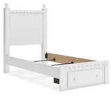 Mollviney Twin Panel Storage Bed with 2 Nightstands in White from Ashley - Luna Furniture