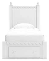 Mollviney Twin Panel Storage Bed with Dresser and 2 Nightstands in White from Ashley - Luna Furniture