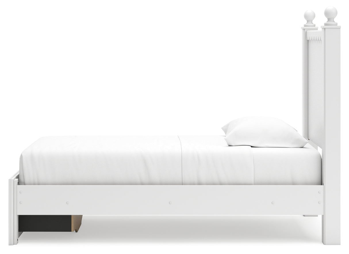 Mollviney Twin Panel Storage Bed with Dresser and 2 Nightstands in White from Ashley - Luna Furniture