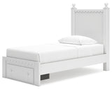 Mollviney Twin Panel Storage Bed with Dresser and 2 Nightstands in White from Ashley - Luna Furniture