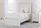 Mollviney Twin Panel Storage Bed with Dresser and Nightstand in White - PKG020134