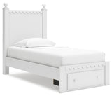 Mollviney Twin Panel Storage Bed with Dresser and Nightstand in White - PKG020134