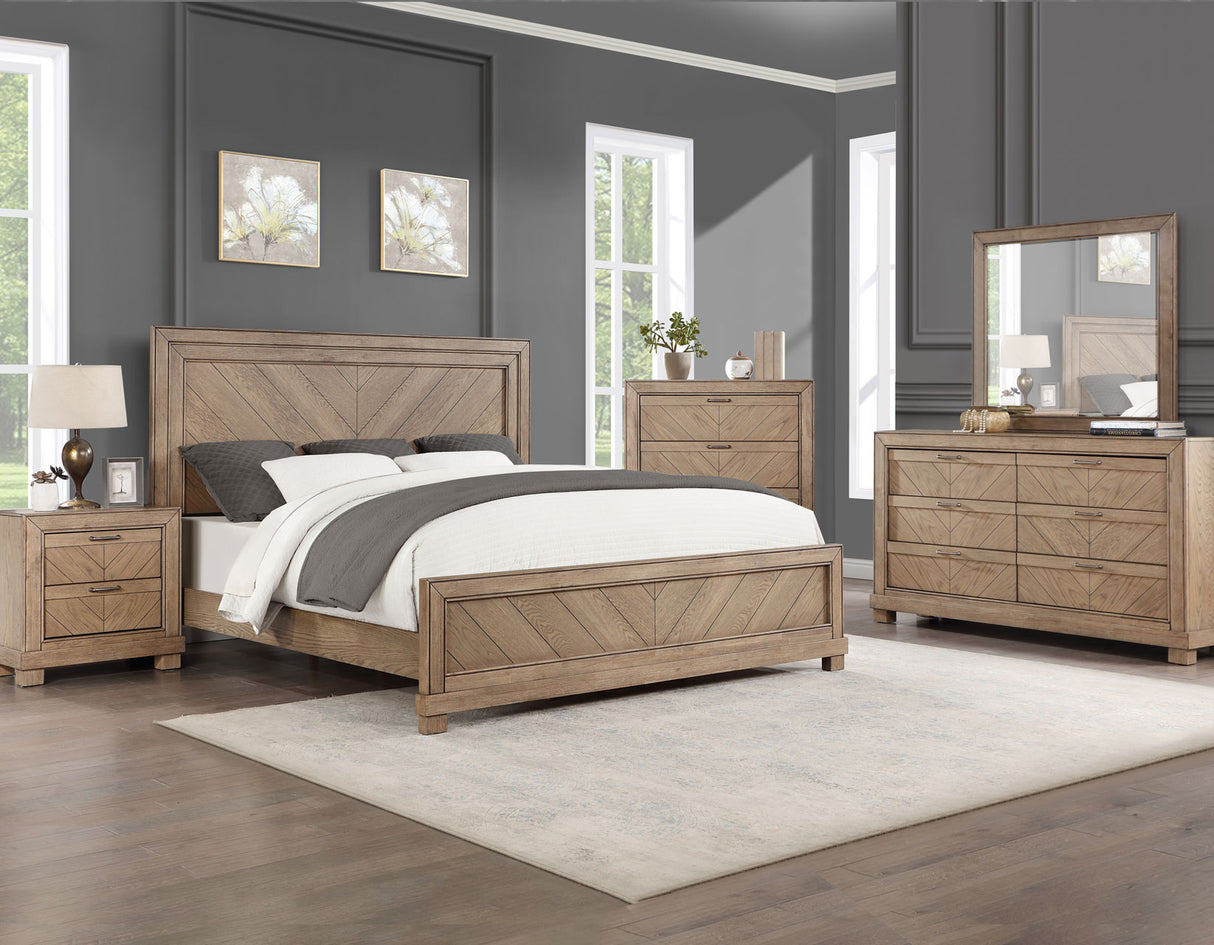 Montana 4-Piece King Set, Sand(King Bed, Nightstand, Dresser and Mirror) from Steve Silver - Luna Furniture