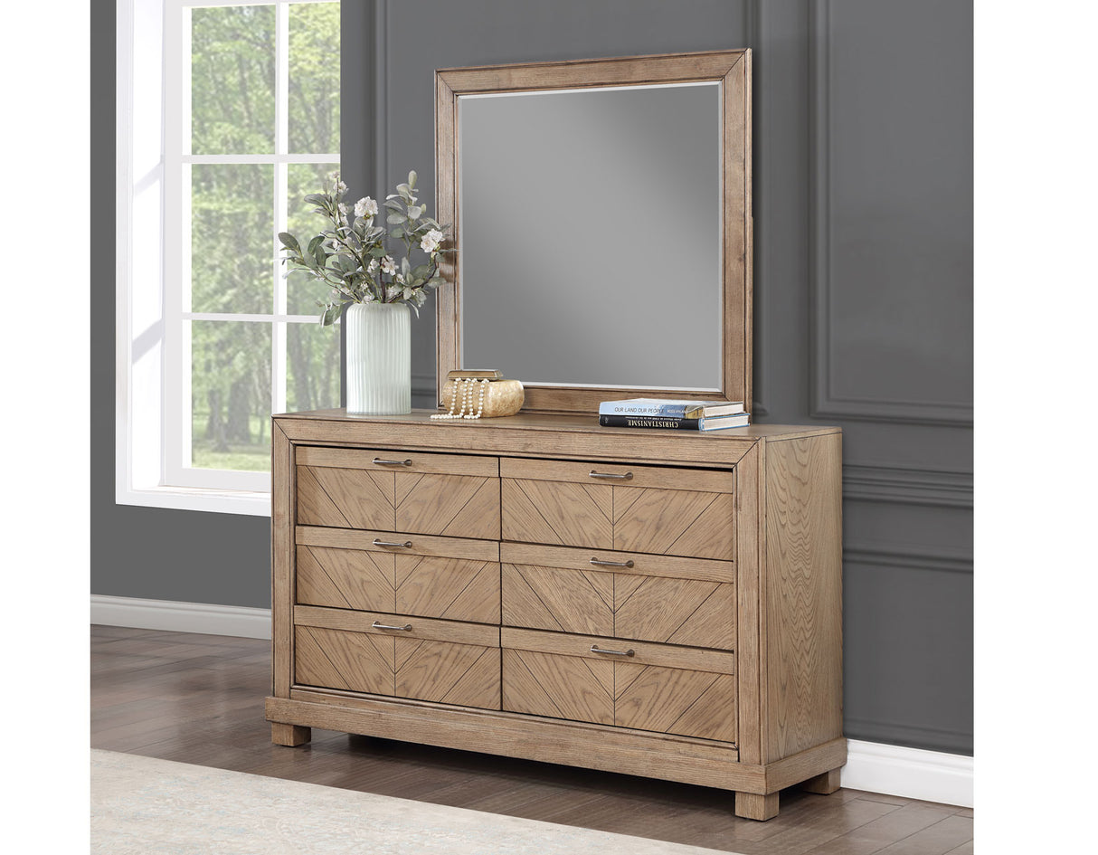 Montana 4-Piece Queen Set, Sand(King Bed, Nightstand, Dresser and Mirror) from Steve Silver - Luna Furniture