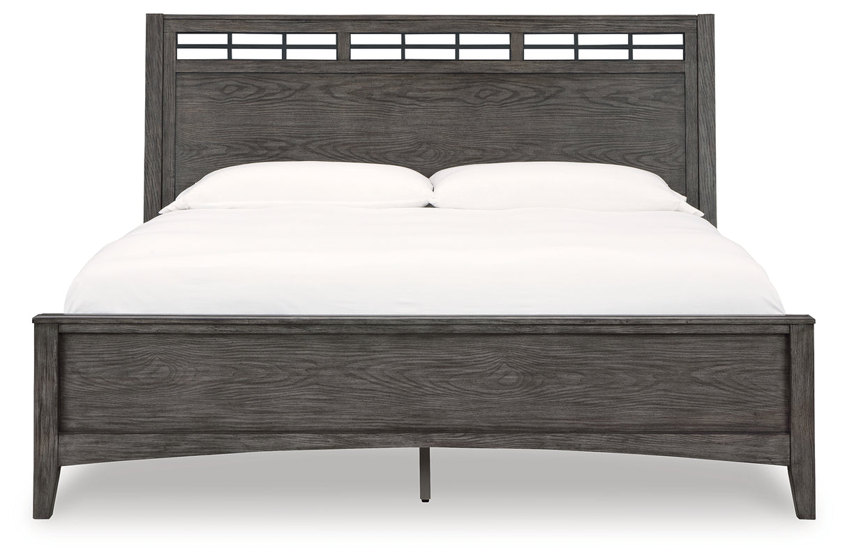 Montillan California King Panel Bed with Dresser in Grayish Brown - PKG016247