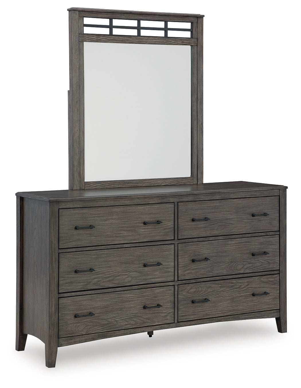 Montillan California King Panel Bed with Mirrored Dresser and 2 Nightstands in Grayish Brown - PKG015963