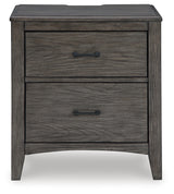 Montillan California King Panel Bed with Mirrored Dresser and 2 Nightstands in Grayish Brown - PKG015963