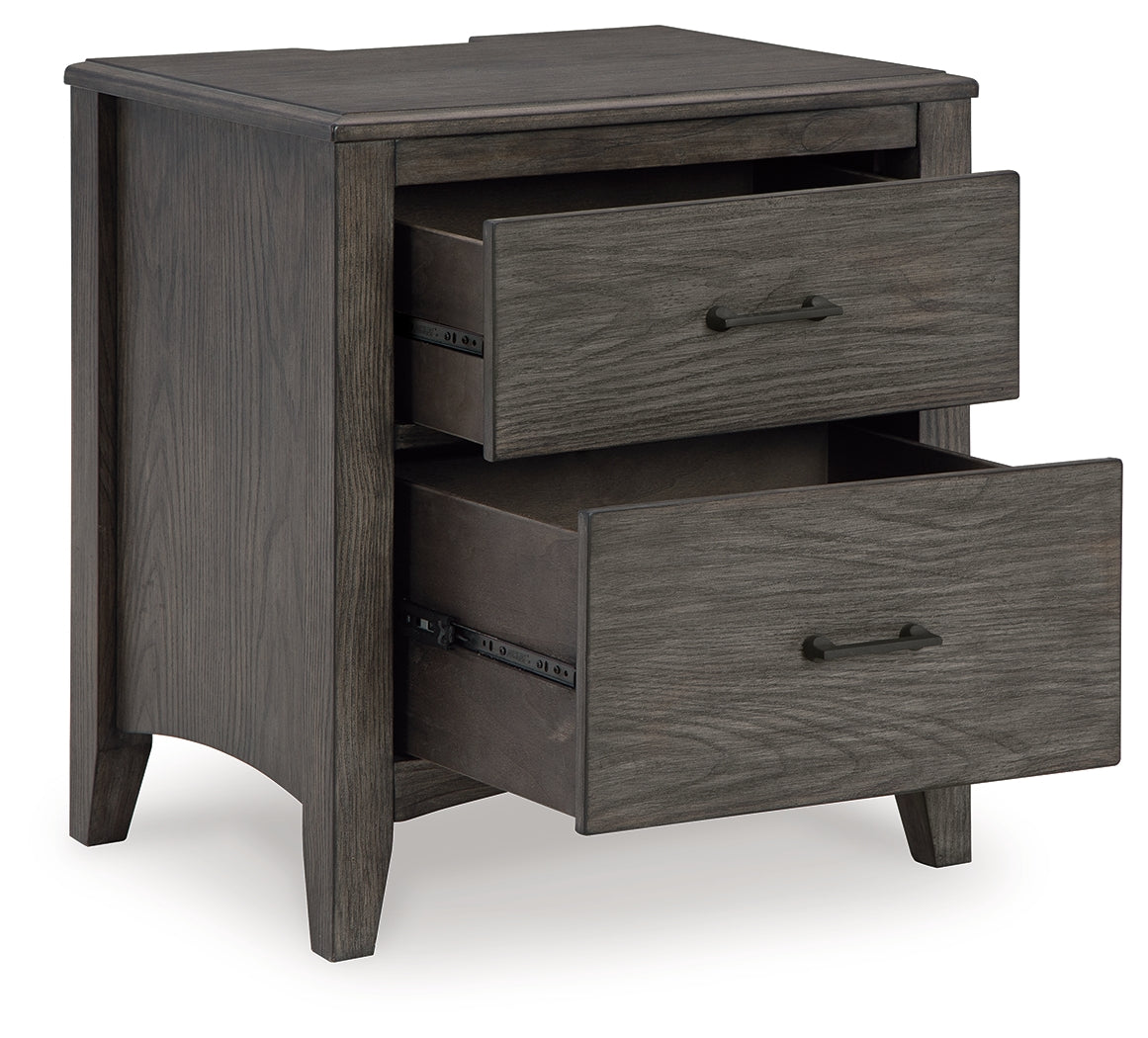 Montillan California King Panel Bed with Mirrored Dresser and 2 Nightstands in Grayish Brown - PKG015963